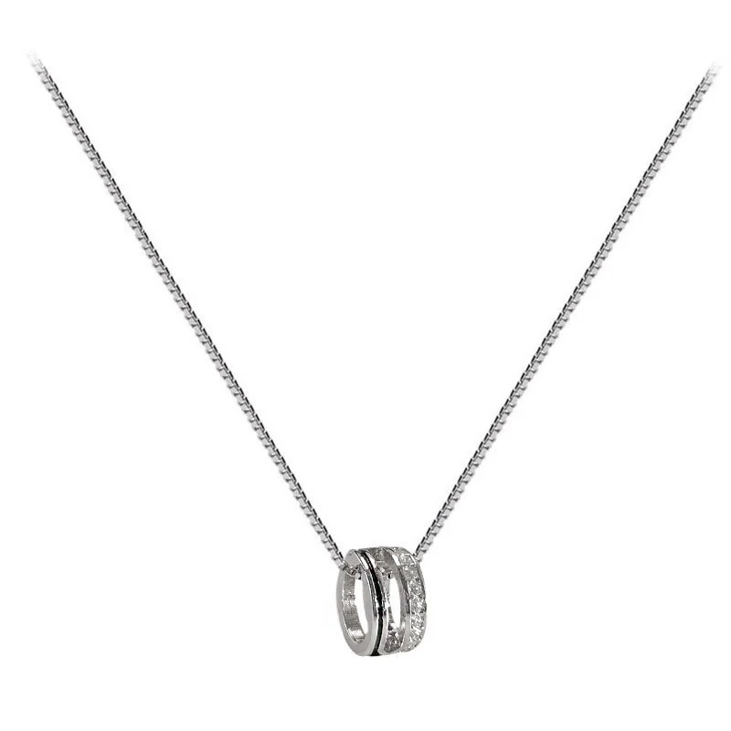Hainon S925 sterling silver geometric cylindrical necklace small sense clavicle chain female wholesale 1