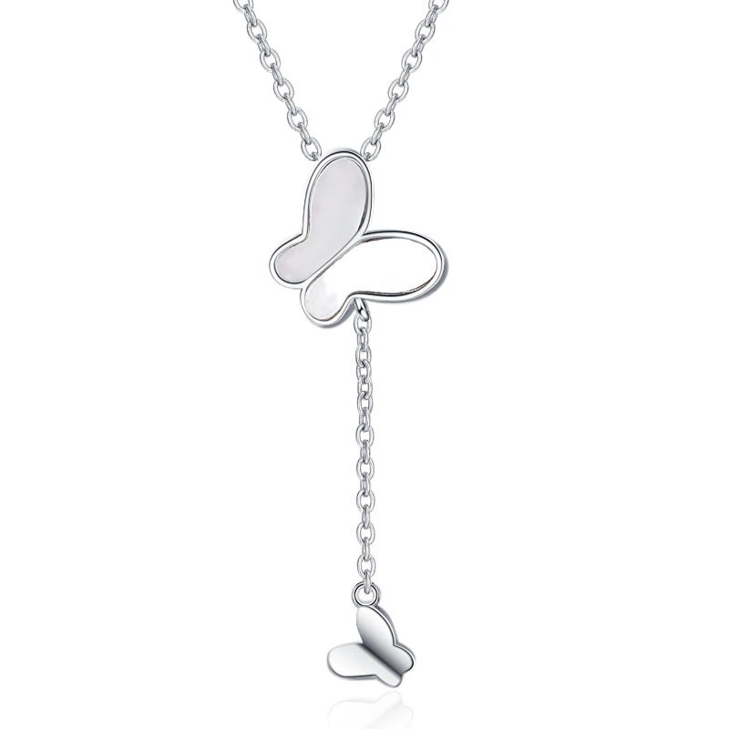 Hainon 925 sterling silver Butterfly necklace white gold plating romantic Valentine's Day gifts jewelry necklace 1