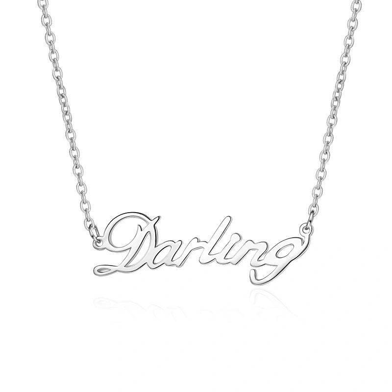 Hainon 925 sterling silver necklace Darling letter white gold plating romantic Valentine's Day gifts jewelry necklace 1
