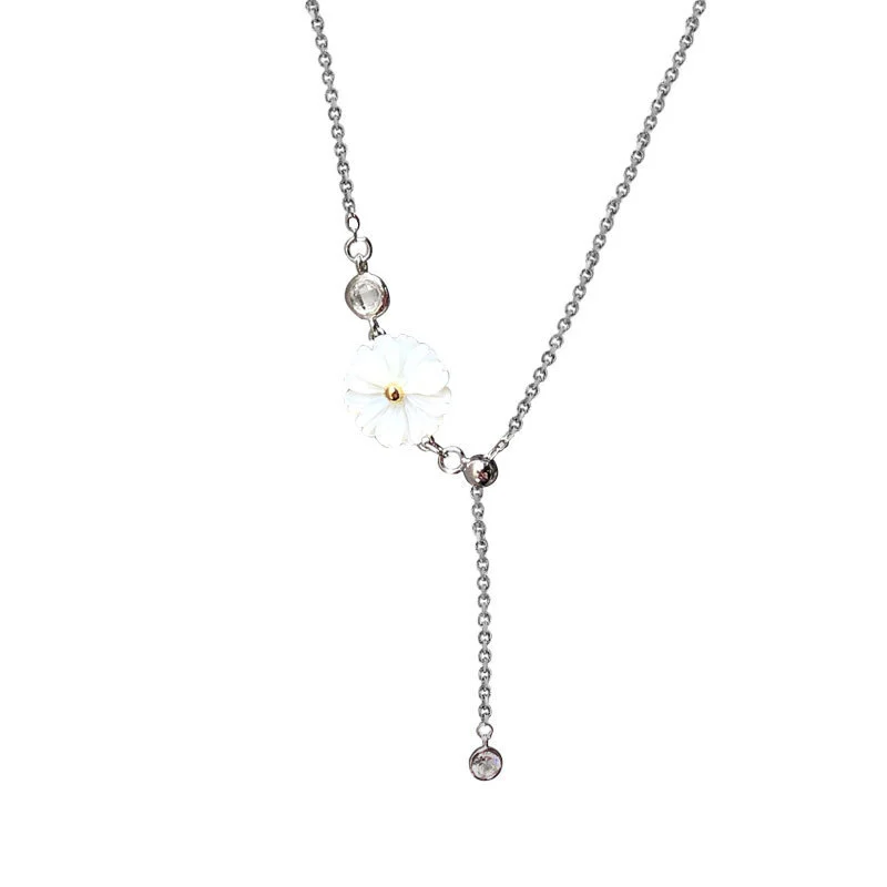 Hainon 925 sterling silver shell daisy necklace clavicle chain niche design female wholesale fashion 1