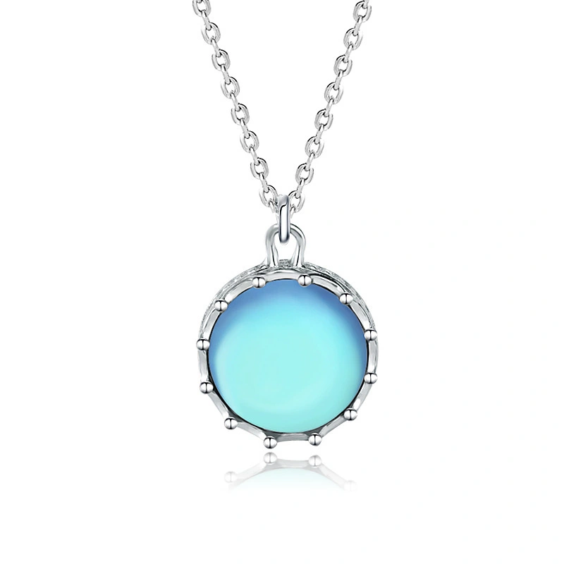 Hainon 925 sterling silver necklace round white gold plating blue moon romantic holiday gifts jewelry necklace 1