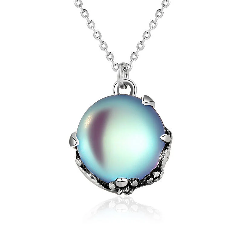 Hainon 925 sterling silver necklace round white gold plating moon romantic holiday gifts jewelry necklace 1