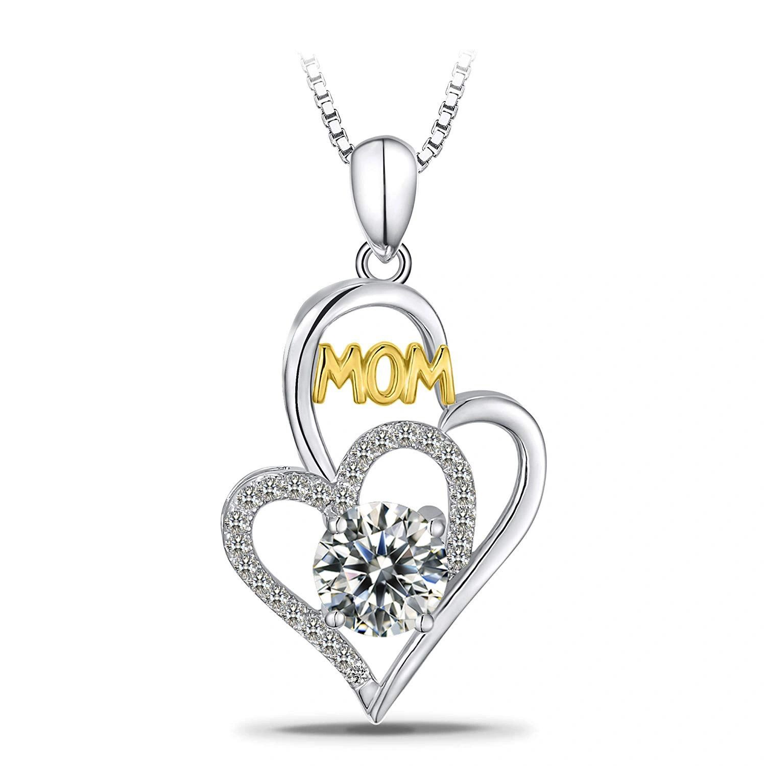 Hainon New Heart Necklace For Mom S925 Silver Pendant Necklace For Women Wholesale Supplier 1