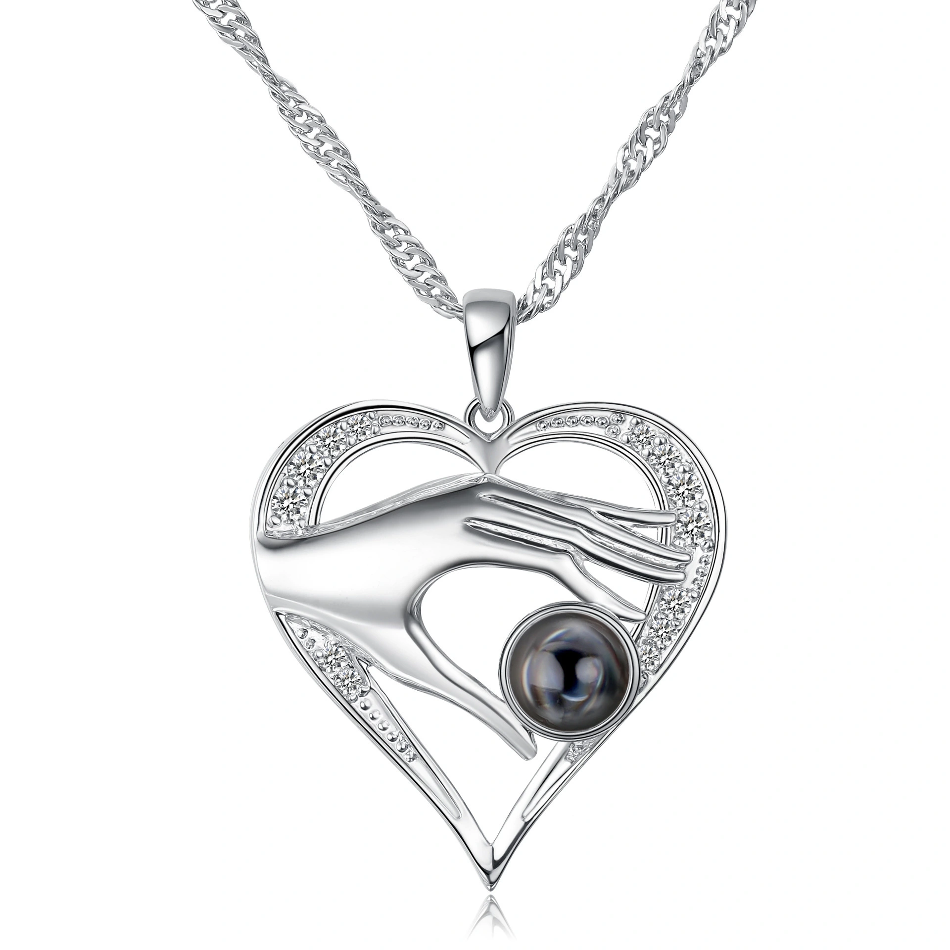 Hainon Mother's Day Gift 100 Languages I Love You Necklace Women's Zircon Heart Pendant Custom Necklace Wholesale Factory 1