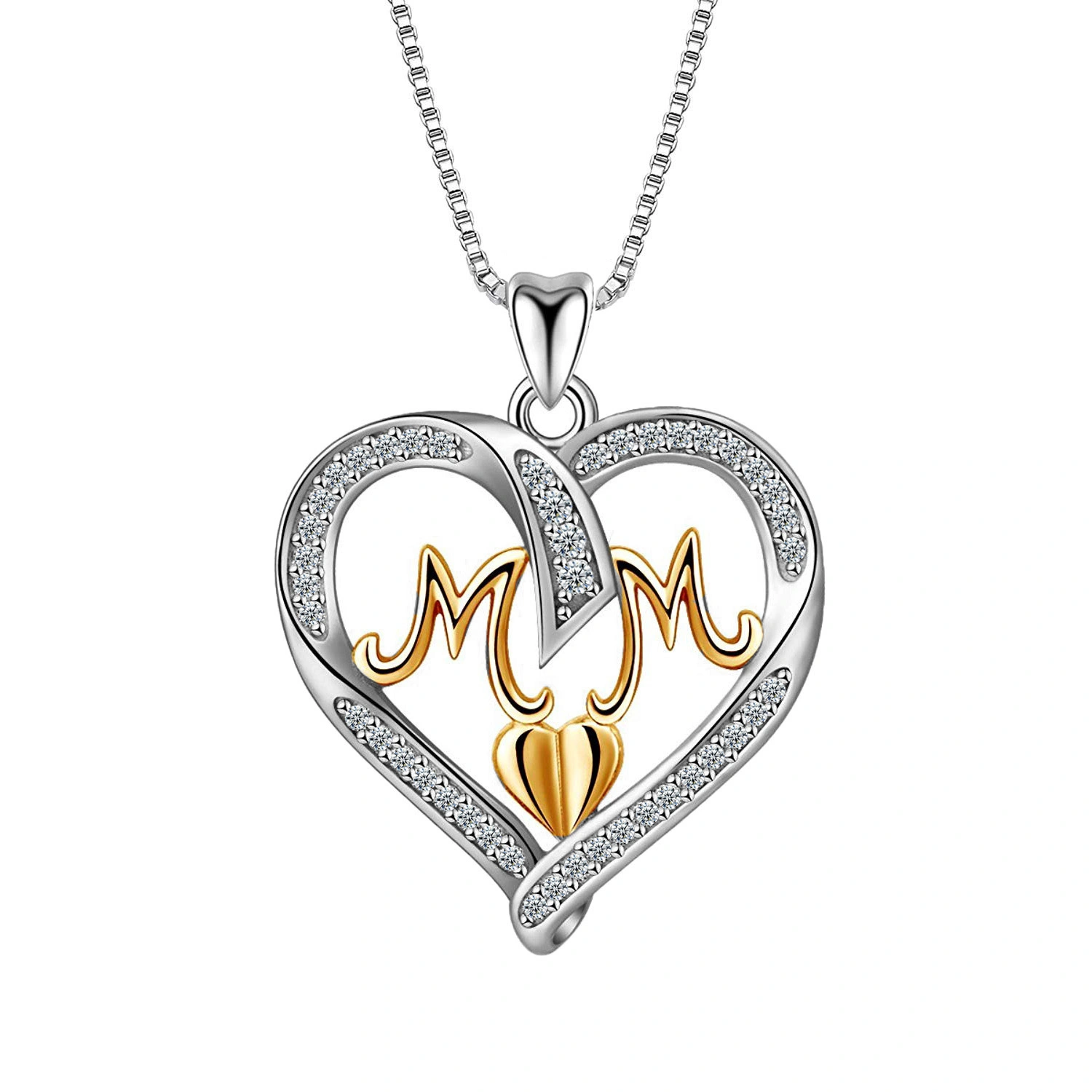 Hainon S925 Silver Heart Pendant Necklace Trendy Love Mother Heart Pendant Necklace For Women Wholesale Supplier 1