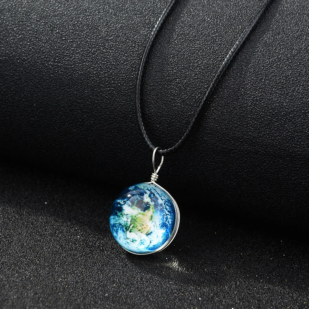 New 20MM double-sided hand-made glass ball luminous necklace Harajuku universe dream starry sky time gem pendant necklace 1