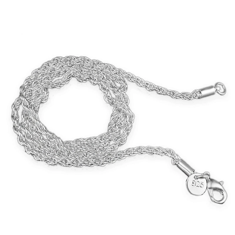 wholesale 3mm Twist chain Copper plated 925 silver chain factory stamped chain supplier stock for 16 18 20 22 24 26 28 30 inch 1