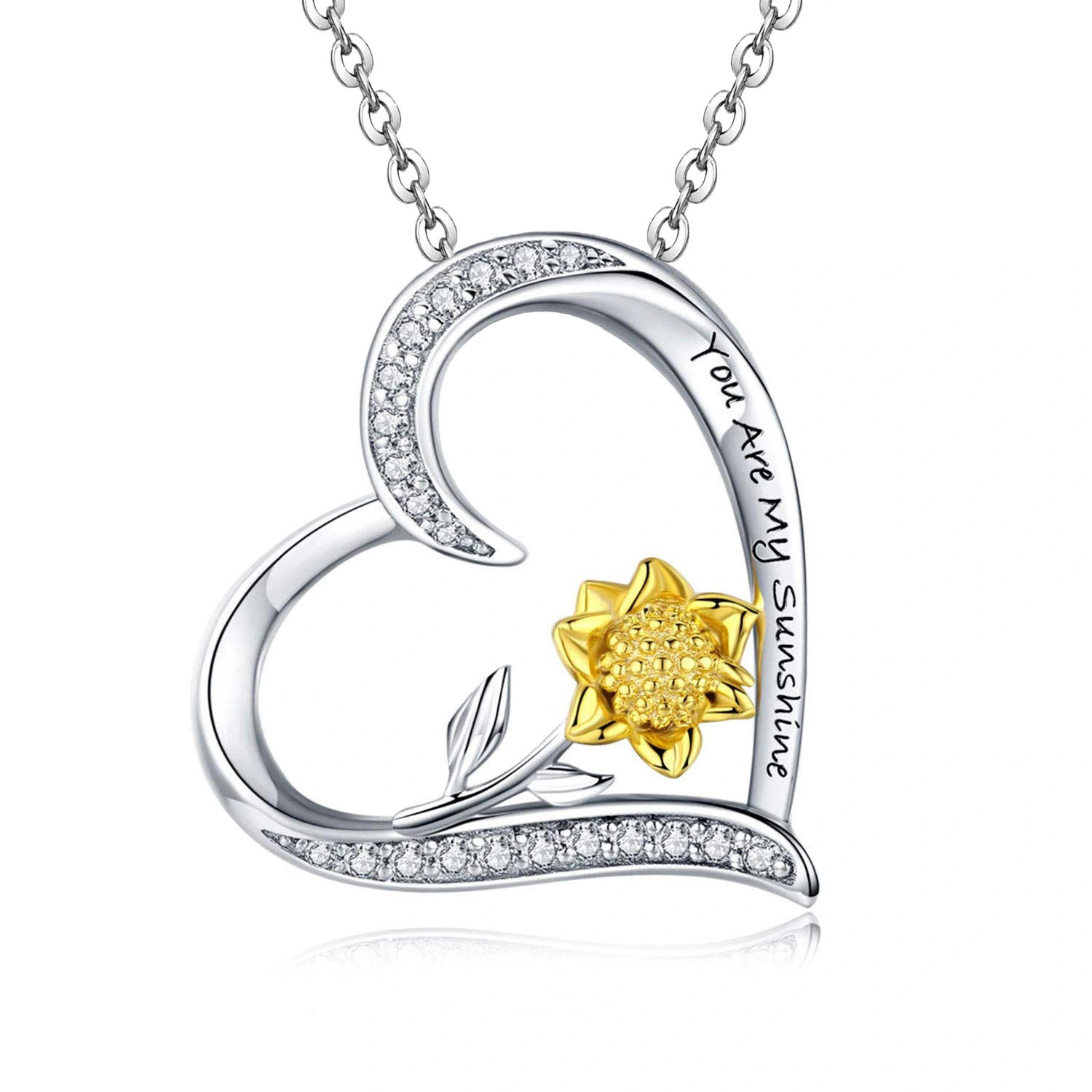 Hainon Gold Sunflower Pendant Necklace Jewelry For Women Heart Silver Pendant Letter Mom Necklace For Women Mother's Day Gift 1