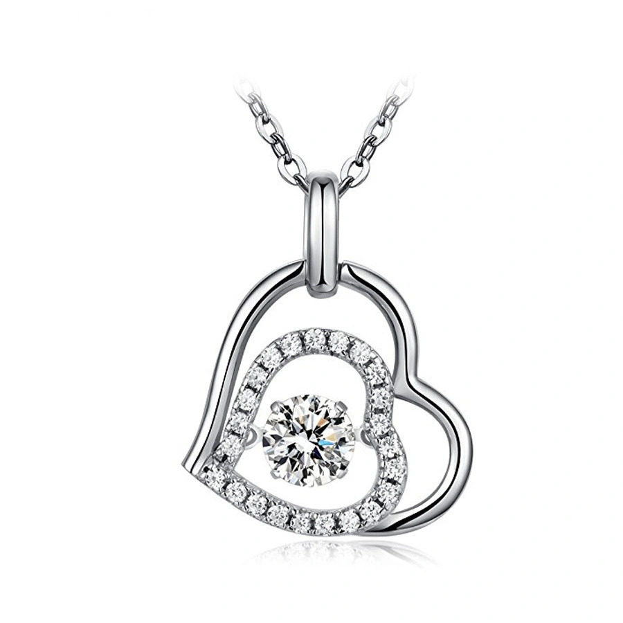 Hainon Silver Heart Silver Pendant Necklace Custom Pendant Necklace For Women Mother's Day Gift Wholesale Supplier 1