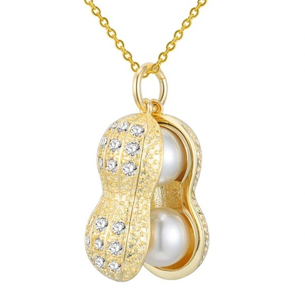 Hainon Yiwu factory italy silver 925 necklace Shape of peanuts gold pendant necklace 1