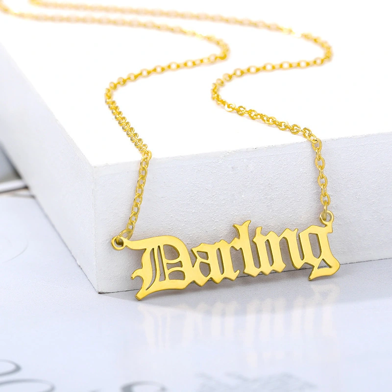 Hainon fashion Stainless Steel Darling English Word Necklace Letter Pendant necklace jewelry for Darling 1