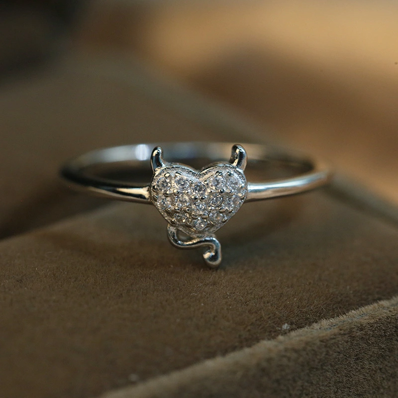 Hainon s925 sterling silver love flashing diamond simple fashion new yellow diamond double ring fashion wild 1