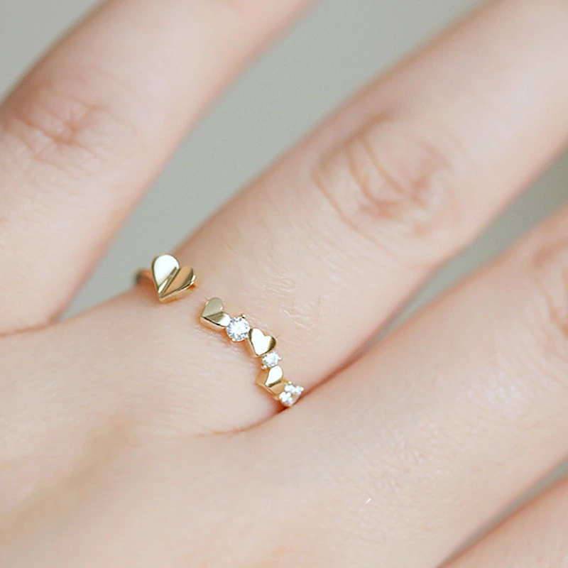 Hainon Heart shape ring female niche design sense love ring high quality index finger ring wholesale 1