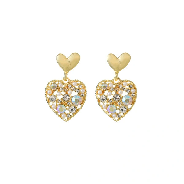 Hainon S925 silver needle sweet wild diamond love small zircon earrings pearl jewelry for women wholesale 1