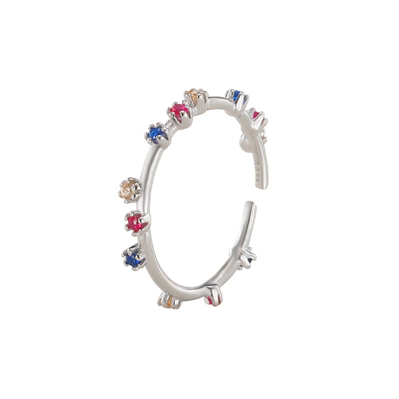 Hainon S925 silver ring fashion light luxury temperament diamond open tail ring Gift card flannel bag set 1