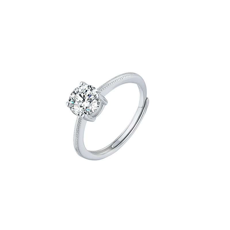 Hainon S925 silver zircon ring female fashion temperament open ring proposal wedding diamond ring Gift card flannel bag set 1
