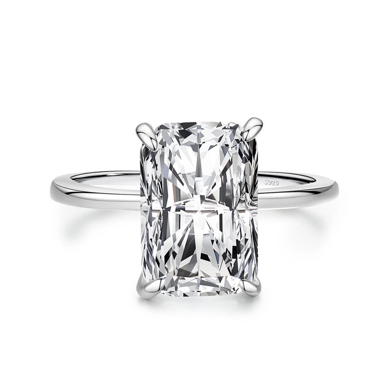 Hainon new fashion s925 sterling silver light luxury rectangle zircon ring jewelry Gift card flannel bag set 1