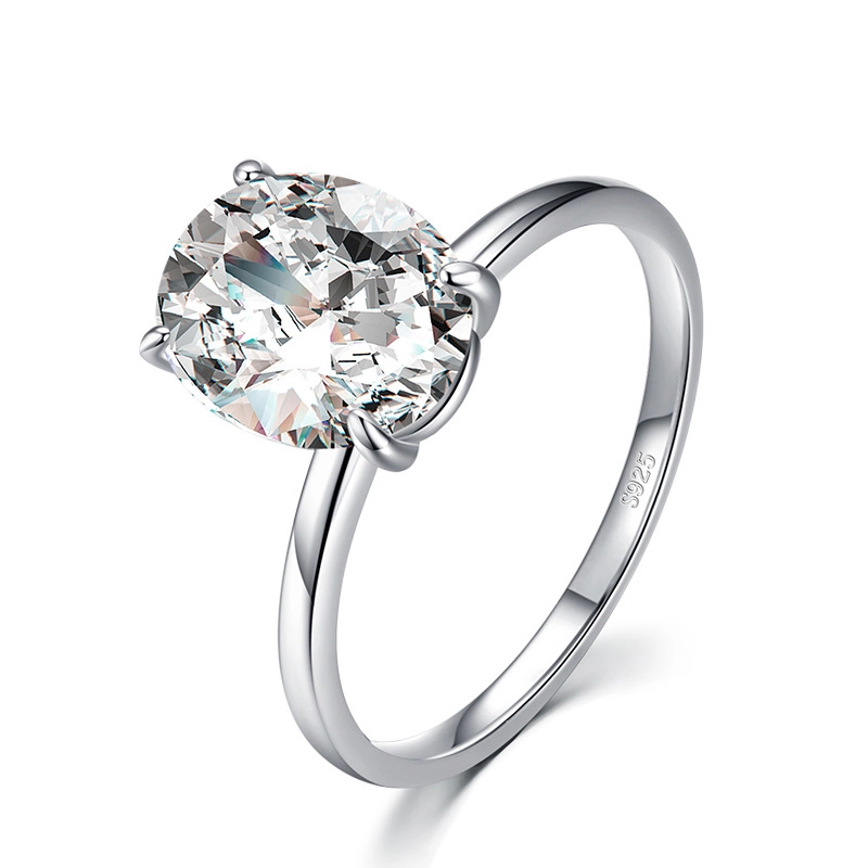 Hainon s925 sterling silver light luxury party jewelry elegant egg shape zircon ring Gift card flannel bag set 1