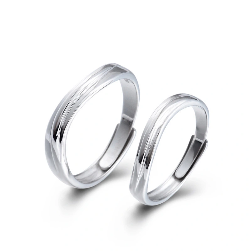Hainon Men's and women's Valentine's day gift s925 silver couple ring trend ring Gift card flannel bag set 1