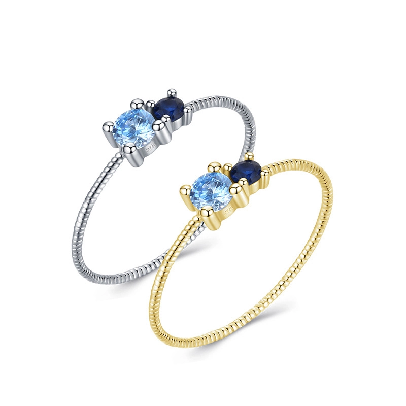 Hainon minimalist Fashion s925 silver ring simple zircon ring niche design Gift card flannel bag set 1