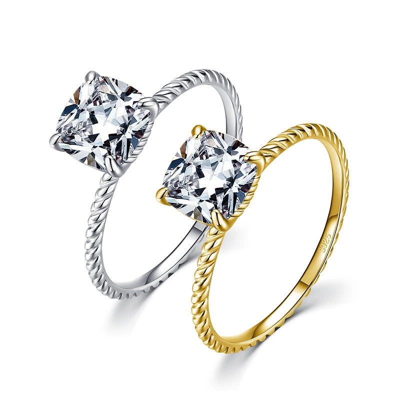 Hainon wholesale new style s925 silver twist floating zircon ring Temperament Party Ring Jewelry Gift card flannel bag set 1