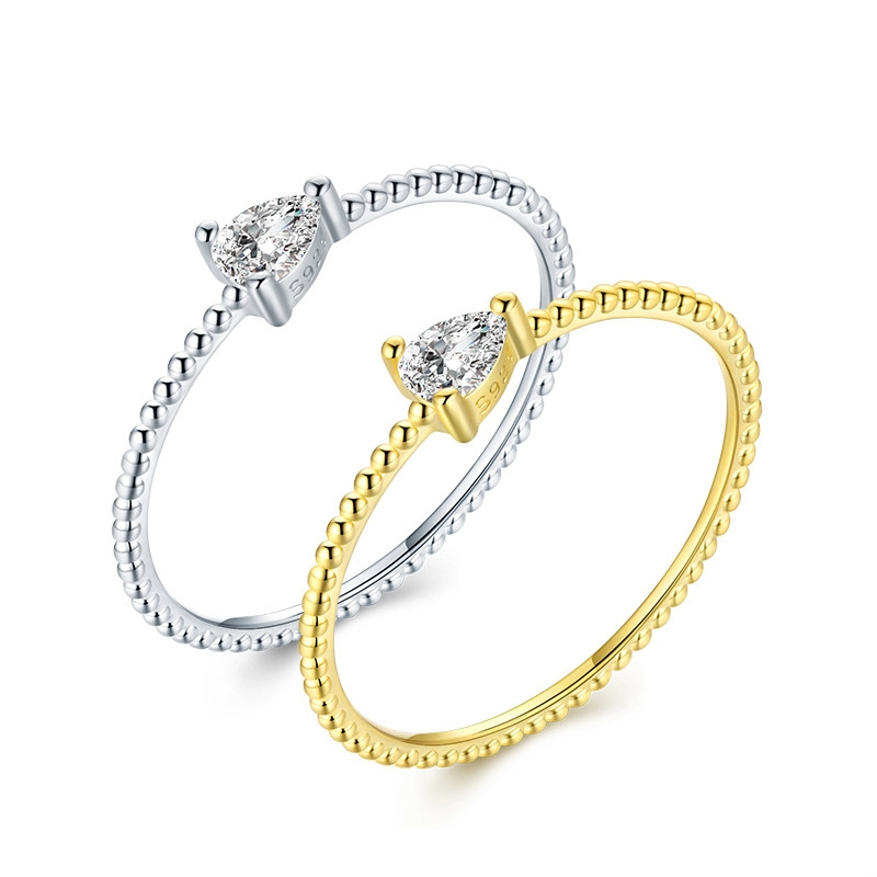 Hainon Twist double layer sterling silver temperament ring fashion personality simple ring Gift card flannel bag set 1