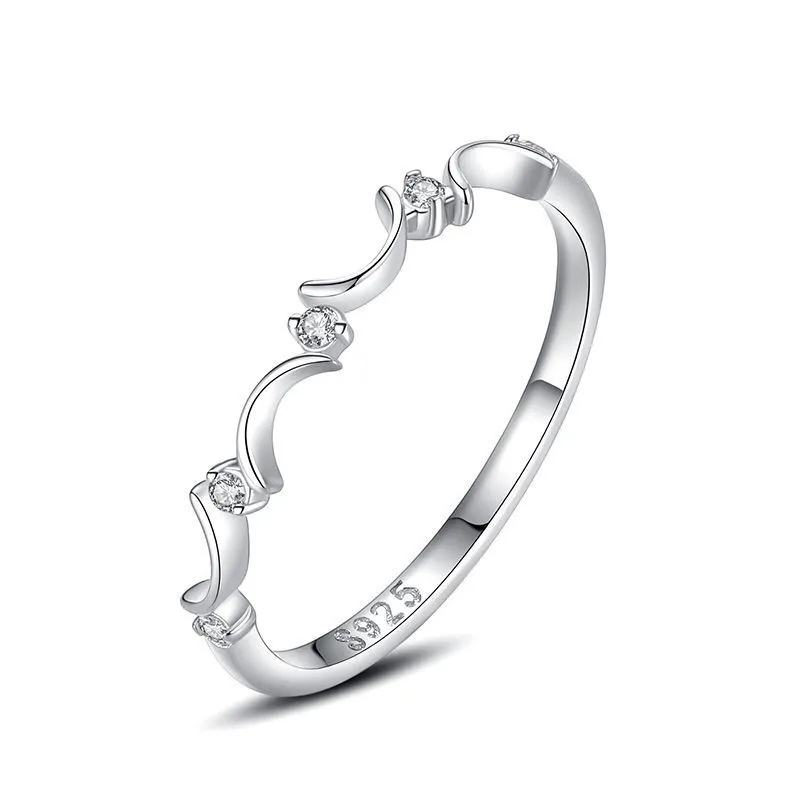 Hainon 925 sterling silver ring zircon Micro inlaid moon rings women wedding jewelry wholesale 1