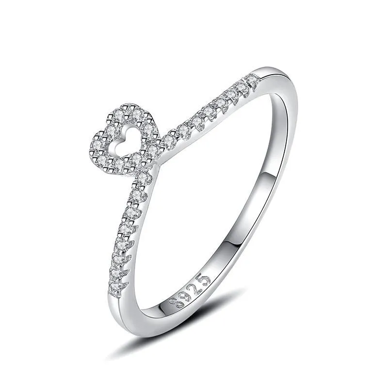 Hainon 925 sterling silver ring zircon Micro inlaid heart rings women wedding jewelry wholesale 1