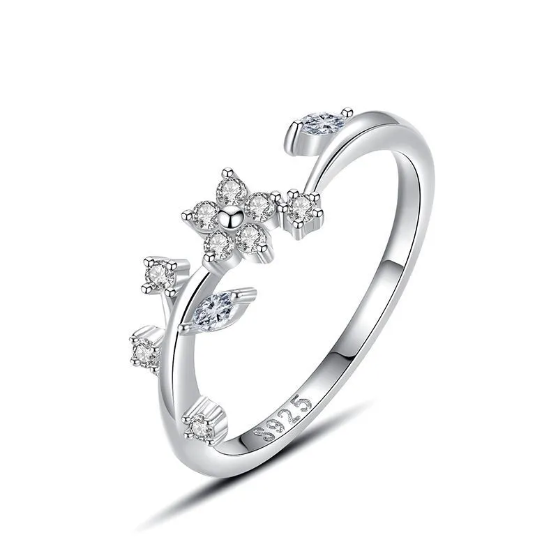 Hainon 925 sterling silver ring Romantic Flower shiny zircon Micro inlaid rings women wedding jewelry wholesale 2022 1