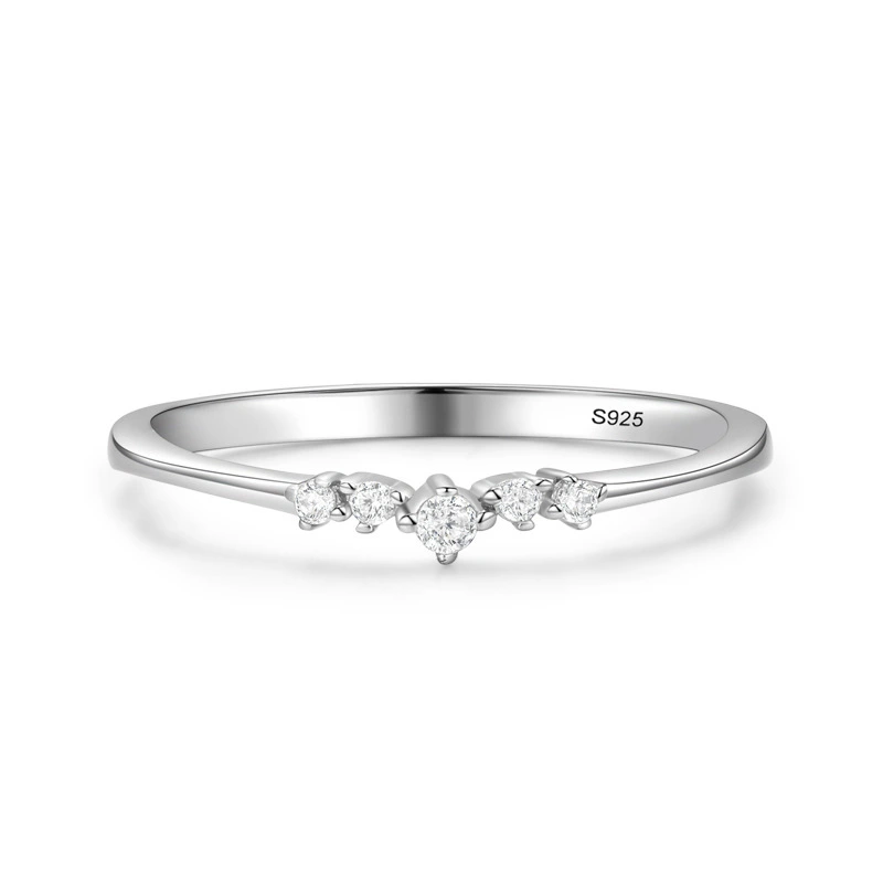 Hainon 925 sterling silver ring simple zircon Micro inlaid Fine rings women wedding jewelry wholesale 1