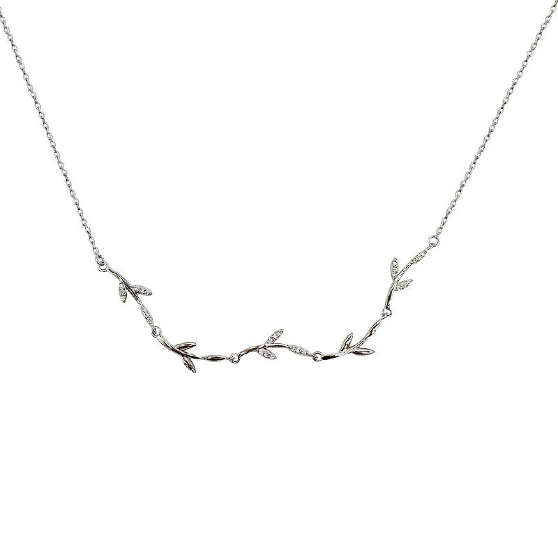 Hainon S925 sterling silver branch zircon necklace temperament simple and versatile female clavicle chain 1