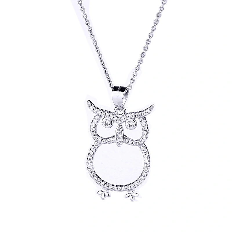Hainon S925 Sterling Silver Owl Pendant Necklace Personalized Micro zircon animal Pendant for Women wholesale 1