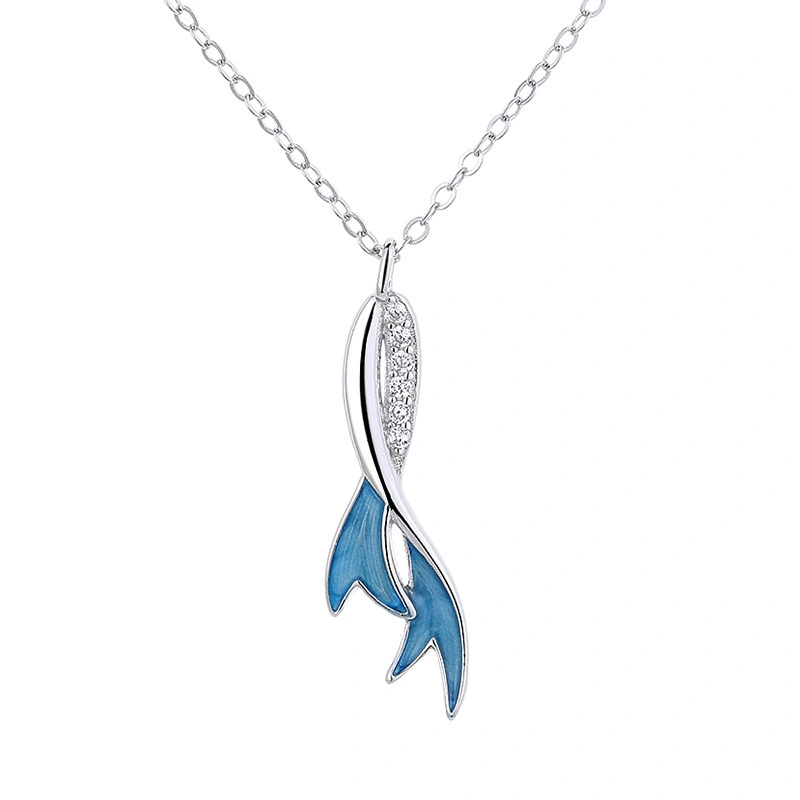 Hainon wholesale S925 Sterling Silver blue Pendant Necklace jewelry Christmas Jewelry Gifts for Mom Wife 1