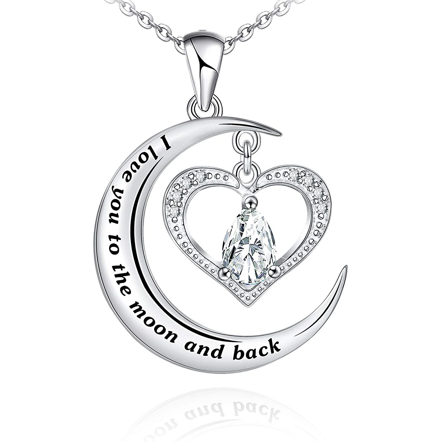 Hainon heart moon Pendant Necklace Jewelry i love you to the moon and back Gift card flannel bag set Wholesale 1