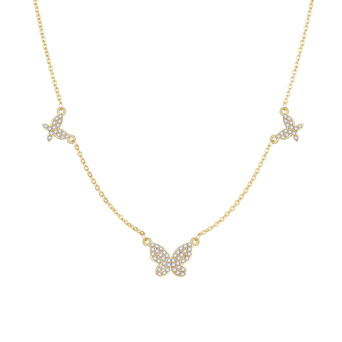 Hainon Dainty Necklace Three Butterfly Necklace 18k Gold Choker Necklaces For Women Jewelry 1