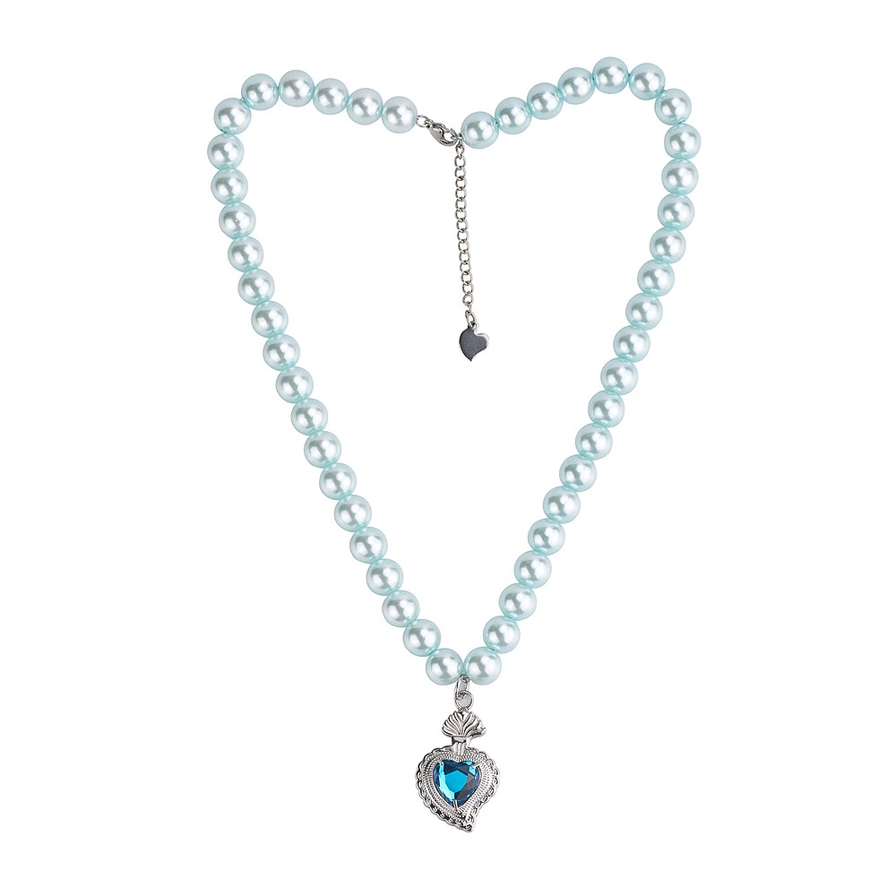 Hainon wholesale new fashion Blue Pearl Love Necklace Gemstone Pendant Hip Hop Chain jewelry for women 1