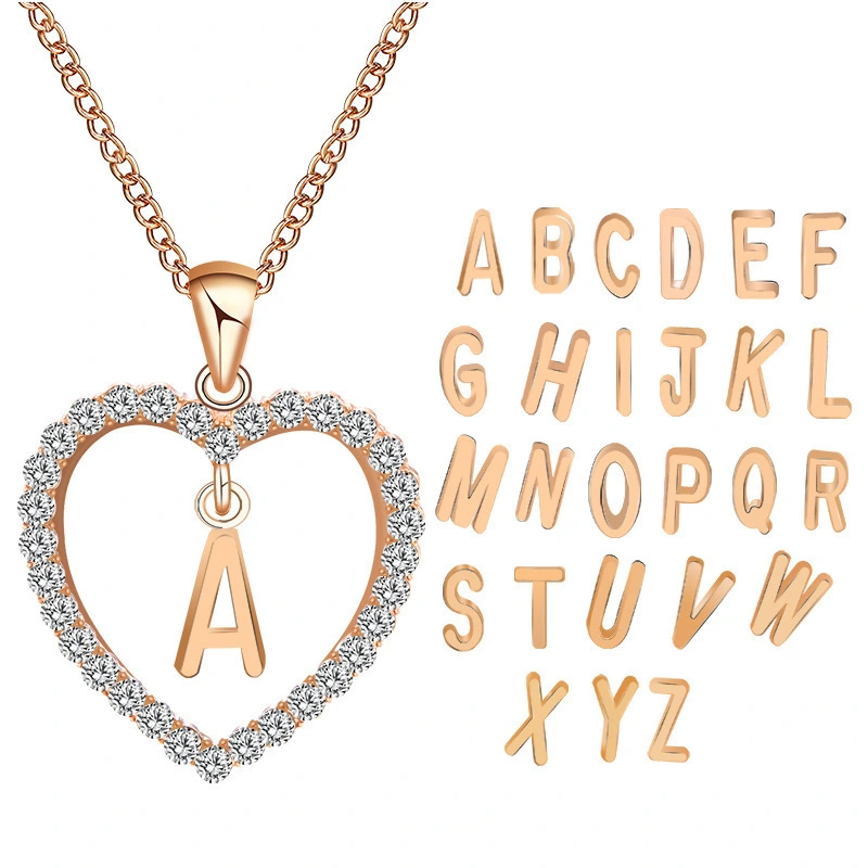 Hainon European and American new product simple fashion diamond heart letter love necklace jewelry wholesale 1