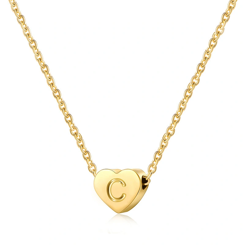 Hainon Fashion Stainless Steel Love Letter Necklace Simple Style Ladies Heart Clavicle Necklace jewelry wholesale 1