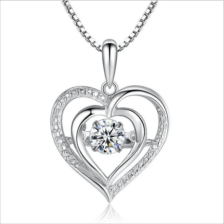 Hainon Personality white Zircon Pendant Fashion Simple Love Heart Full Diamond Heart Pendant Wholesale 1