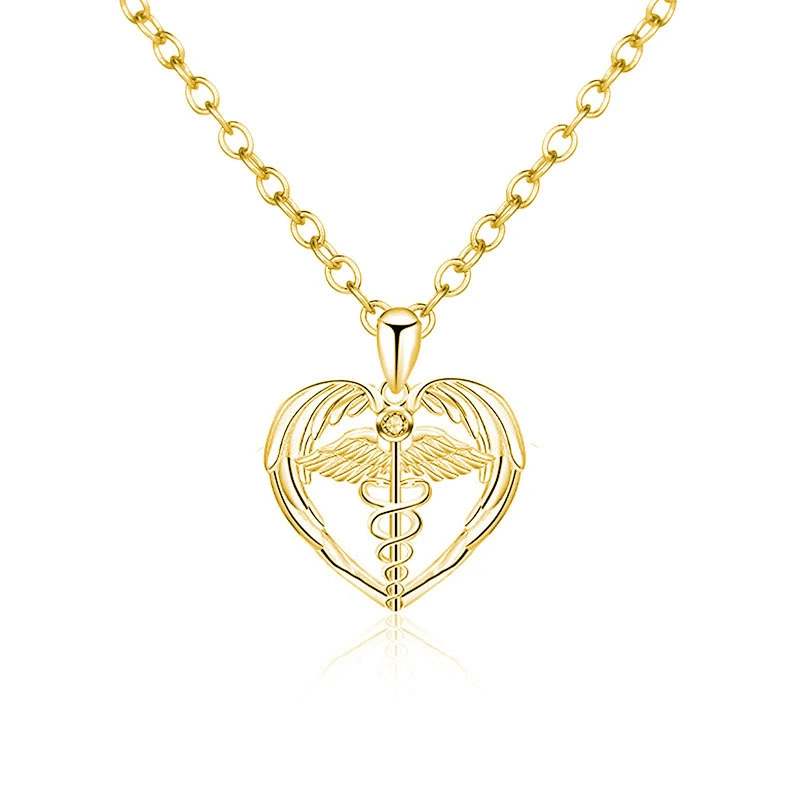 Hainon European and American new love angel necklace hot sale creative angel wings pendant clavicle chain 1
