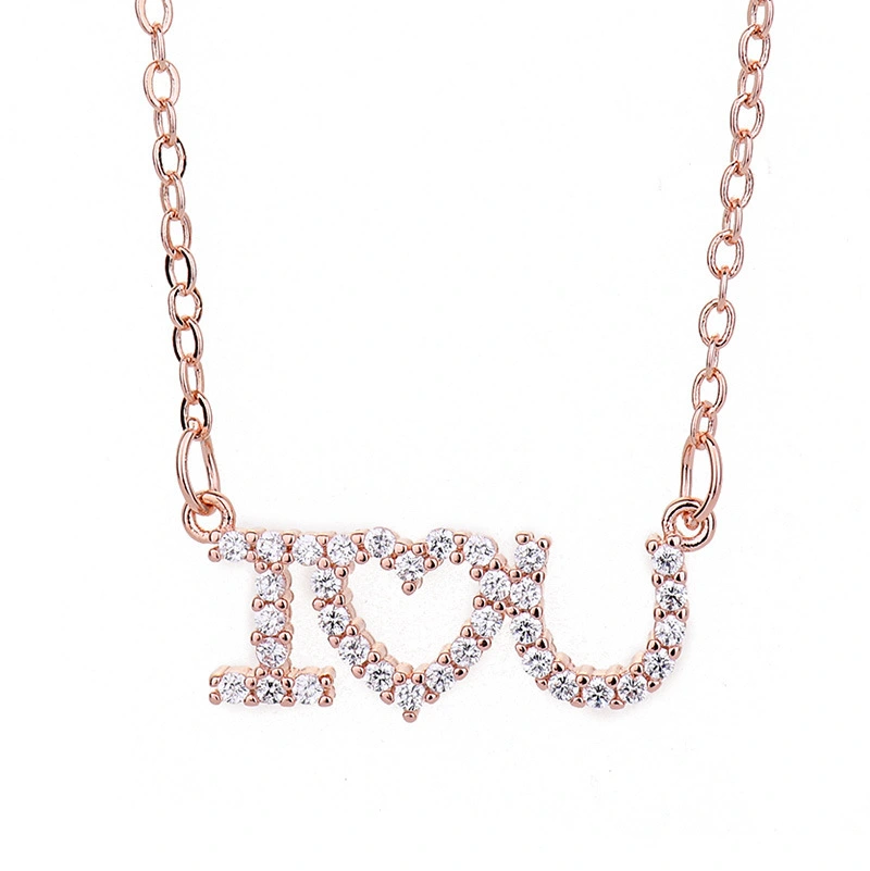 Hainon Heart love letter necklace new female niche temperament diamond design all match clavicle chain 1