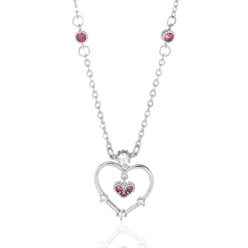 Hainon Valentine's Day Love Pendant 18K Gold Plated Double Love Pendant Necklace Love You Forever Pendant Gift 1