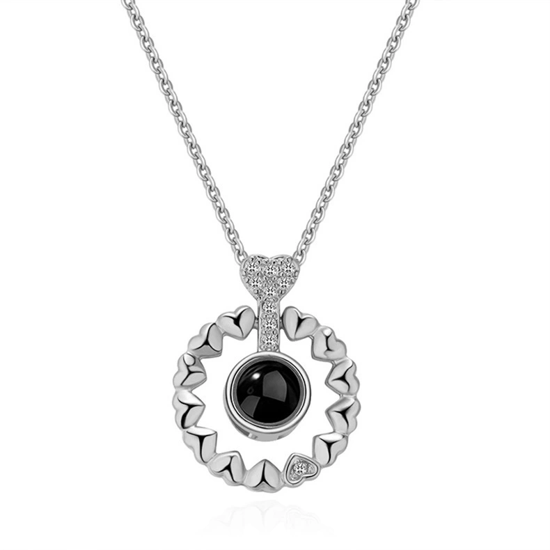 Hainon s925 sterling silver love necklace i love you necklace 100 languages custom pendant clavicle chain 1