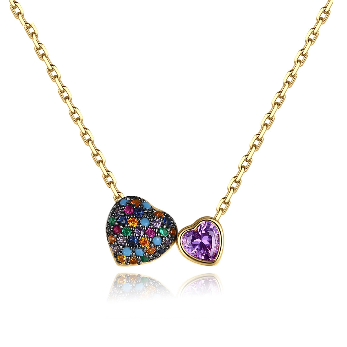 Hainon 2022 Fashion new heart pendant ladies copper inlaid zircon necklace jewelry for girl wholesale 1