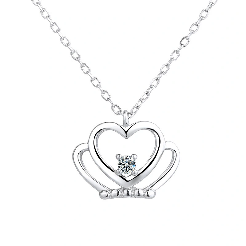 Hainon s925 sterling silver silver jewelry wild fashion crown love pendant necklace 2022 Fashion jewelry 1