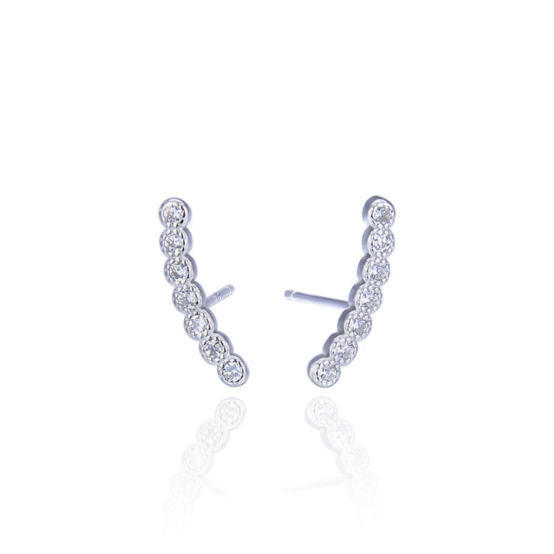 Hainon Wholesale zircon s925 white fungus earrings elegant temperament ladies earrings Gift card flannel bag set 1