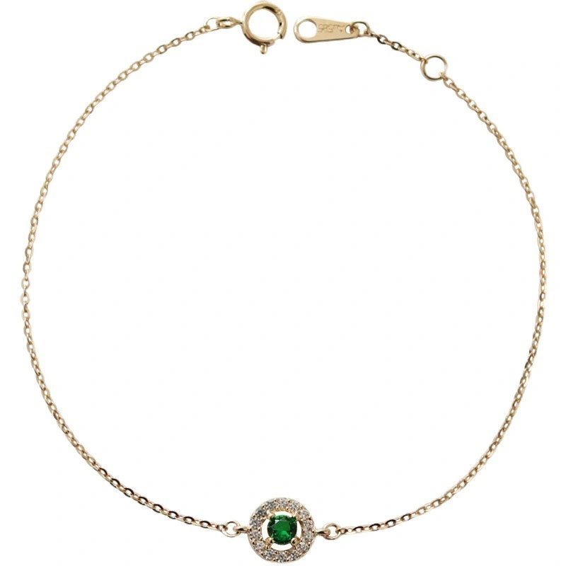 Hainon S925 sterling silver 14K gold plated zircon bracelet women simple style Gift card flannel bag set 1