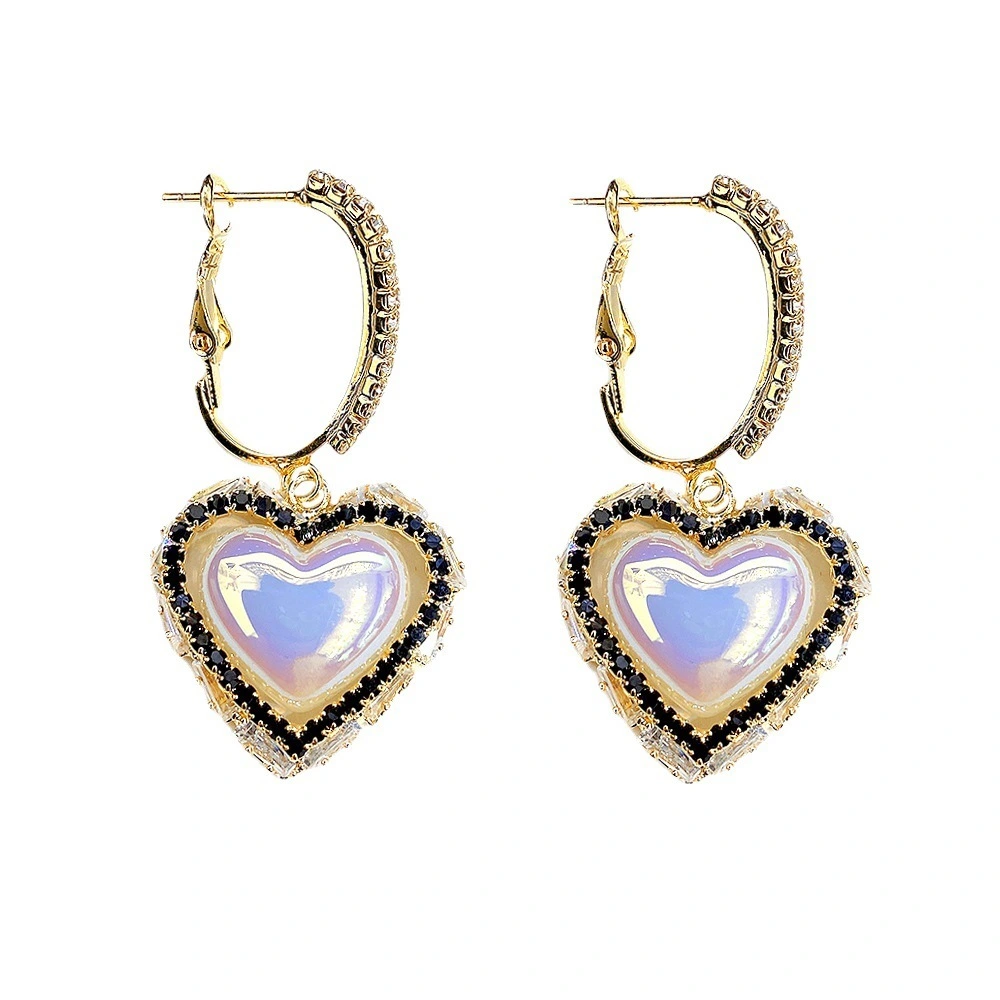 Hainon 2022 Heart earrings women Mermaid Pearl Colorful Super Flash pearl earrings Fashion Jewelry 1