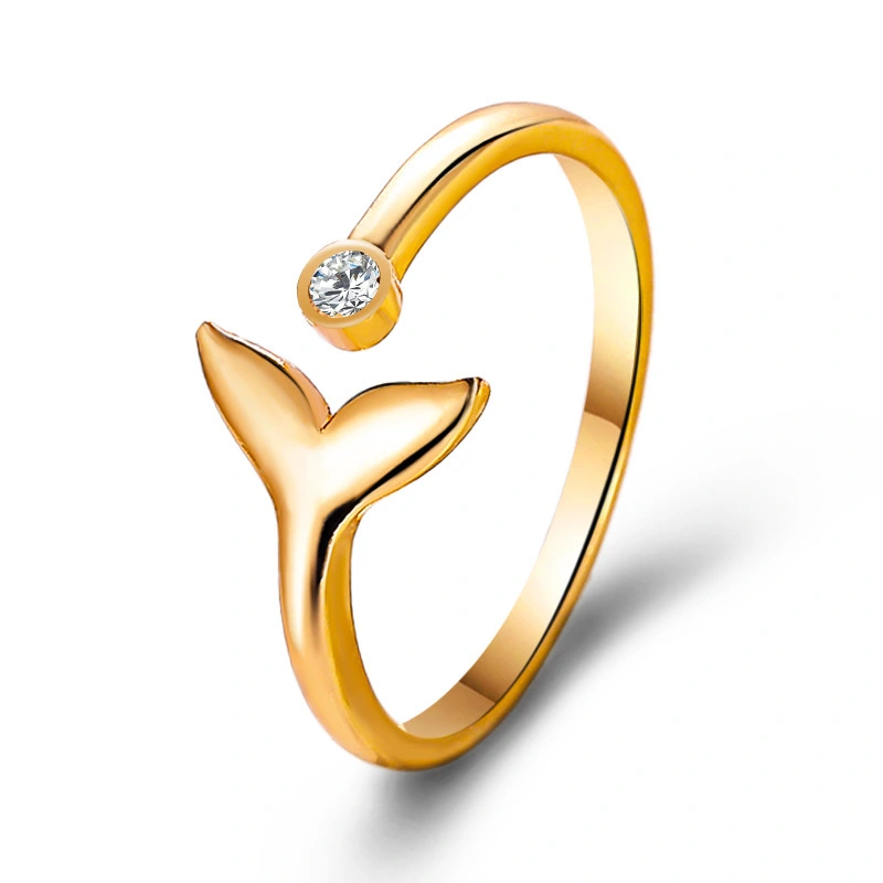 Hainon adjustable ring Mermaid gold plated rings alloy fashion jewelry 1