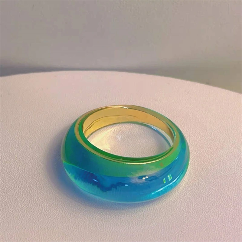 Hainon Resin rings Mermaid Green Orange rings for women fashion jewelry 1